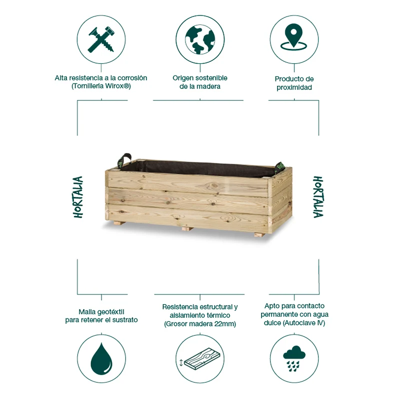Jardinera rectangular Ghio KD 90x40x30