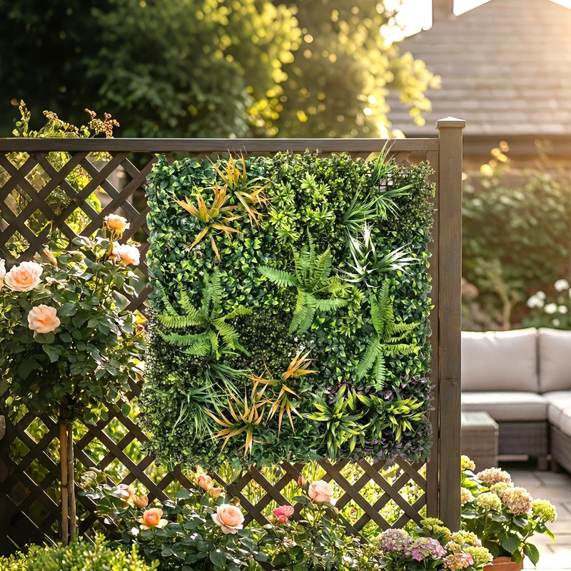 Outsunny Seto Artificial Ocultación Jardín en Rollo 1x1 m Pantalla de Valla de Privacidad de Hiedra Artificial Fácil Montaje para Terraza Balcón Exterior Decoración de Hojas Verde