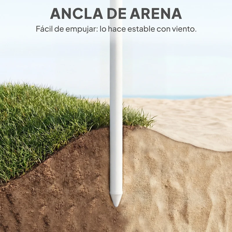 Outsunny Sombrilla de Playa con Flecos Ø180 cm, Sombrilla de Terraza Exterior con Altura Ajustable, Inclinación, Anclaje Arena y Bolsa de Transporte, UPF30+, Estampado de Hojas, Verde