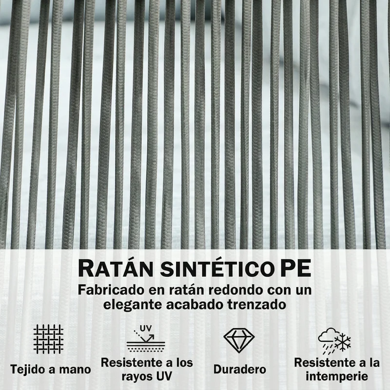 Outsunny Conjunto de Muebles de Ratán 4 Piezas con Marco de Aluminio Set de Muebles de Jardín 2 Sofá de 2 Plazas Sofá de Esquina Mesa de Centro con 6 Cojines Acolchados para Exterior Patio Azul Claro