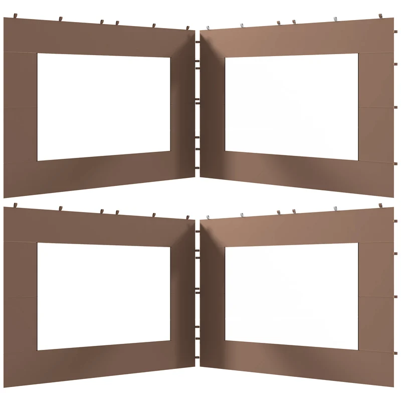 Outsunny Paredes Laterales para Carpa de 4 Paneles 295x195 cm Paredes Laterales de Repuesto de Tela Oxford con Ventana para Carpas de 6x3 m 3x3 m Marrón