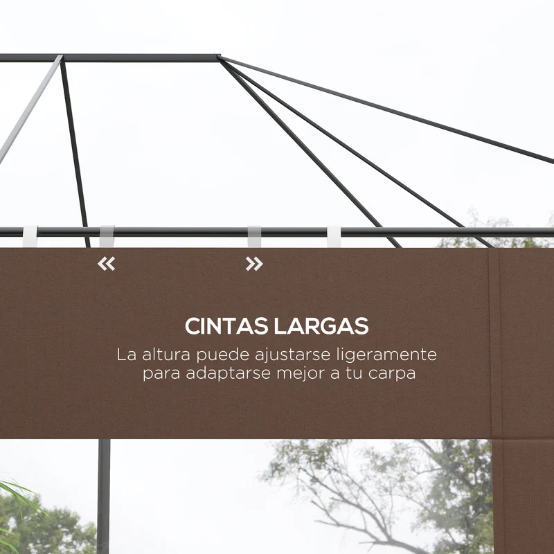 Outsunny Paredes Laterales para Carpa de 4 Paneles 295x195 cm Paredes Laterales de Repuesto de Tela Oxford con Ventana para Carpas de 6x3 m 3x3 m Marrón