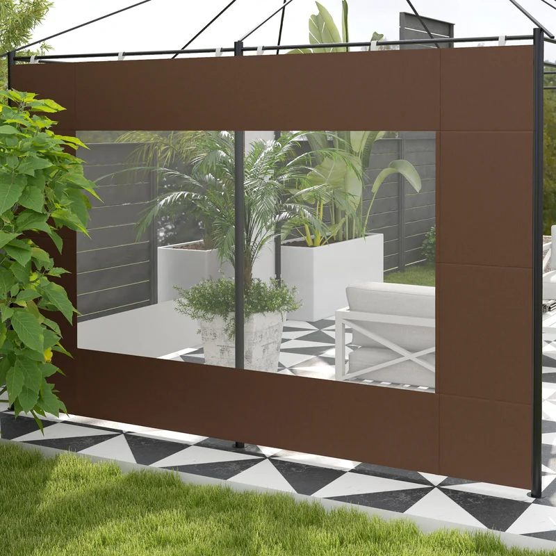 Outsunny Paredes Laterales para Carpa de 4 Paneles 295x195 cm Paredes Laterales de Repuesto de Tela Oxford con Ventana para Carpas de 6x3 m 3x3 m Marrón