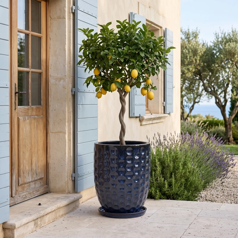 Pot MEROVEE 55x65cm bleu abysse