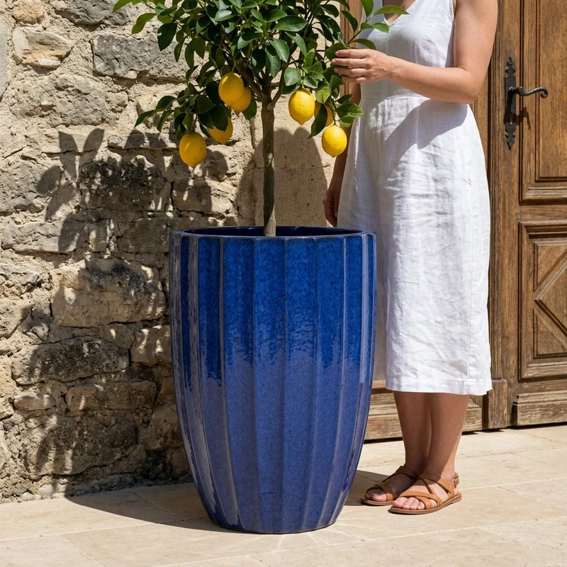 Pot HUGO 36x50cm bleu cobalt