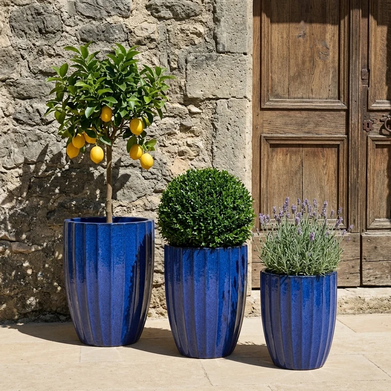 Pot HUGO 36x50cm bleu cobalt