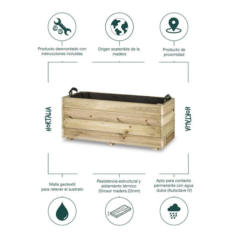 Jardinera rectangular Ghio KD 90x40x40