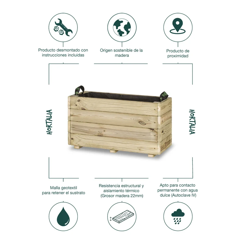 Jardinera rectangular Ghio KD 70x30x40