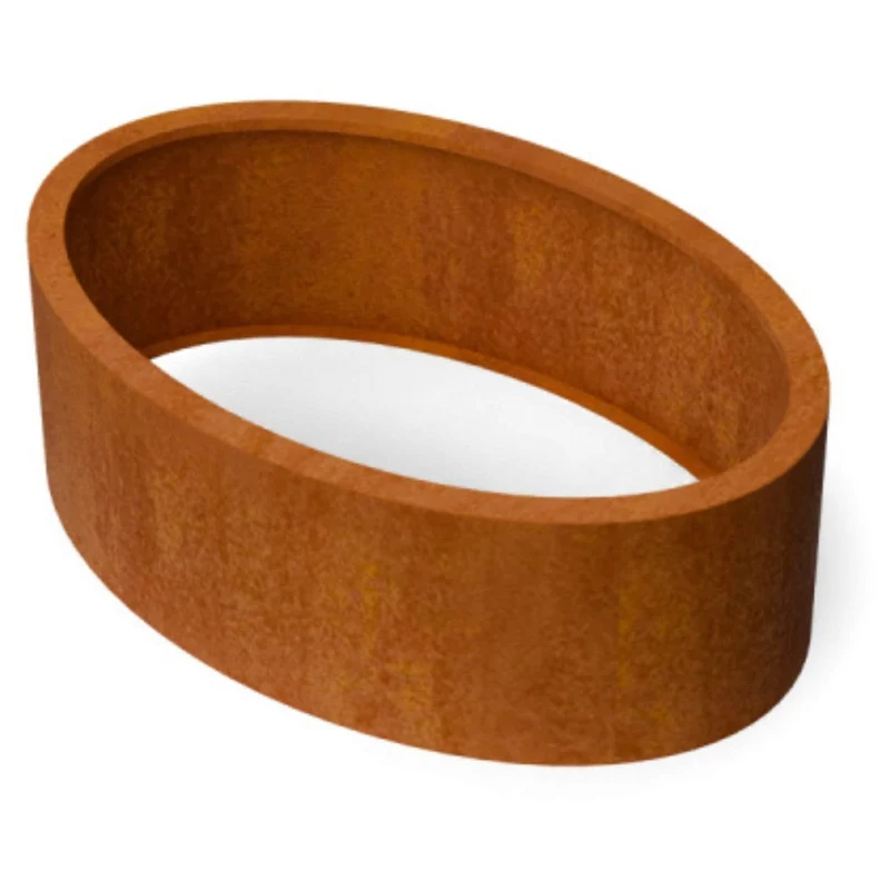 Jardinière en acier corten elliptique sans fond 120x80x40 cm