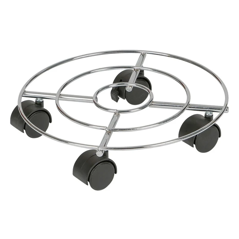 Practo Support à roulettes pour plantes en chrome 30 x 30 cm 071