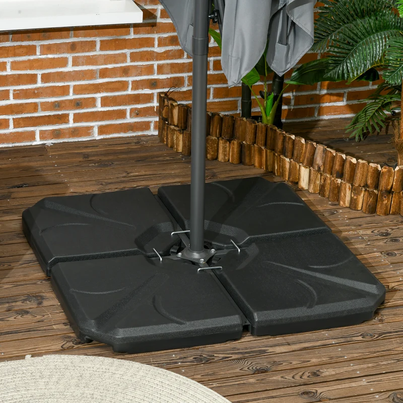 Outsunny Base Para Sombrilla De 4 Piezas Rellenable Con Arena 72 Kg O Agua 56 Kg