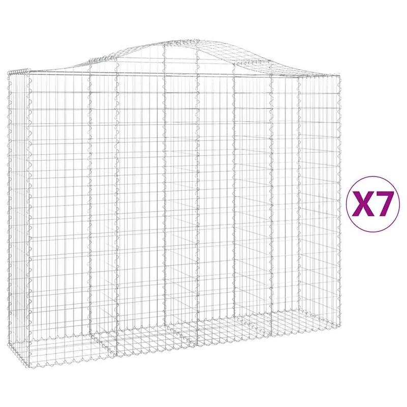 Cestas De Gaviones 7 Uds Forma De Arco Hierro 200x50x160/180 Cm