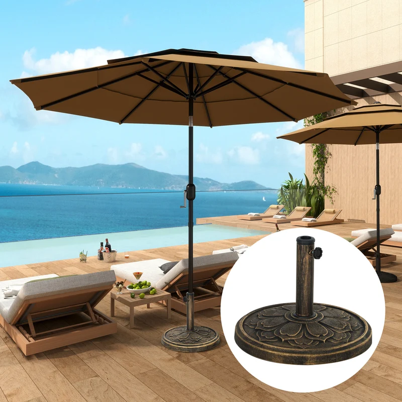 Outsunny Base Para Sombrilla Redonda Relleno De Cemento Peso 12 Kg Bronce