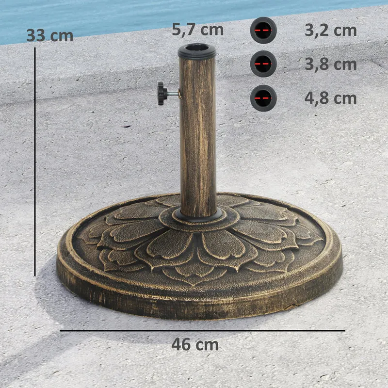 Outsunny Base Para Sombrilla Redonda Relleno De Cemento Peso 12 Kg Bronce