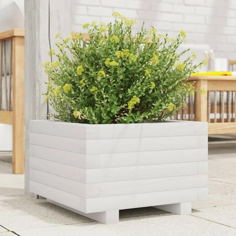 Jardinera De Madera Maciza De Pino Blanco 40x40x26,5 Cm