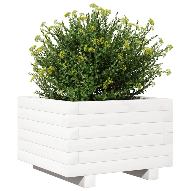 Jardinera De Madera Maciza De Pino Blanco 40x40x26,5 Cm