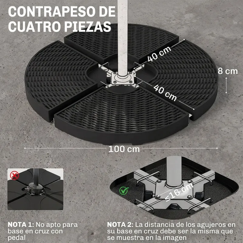Outsunny Base Para Sombrilla De 4 Piezas Rellenable Con Arena 68 Kg O Agua 52 L