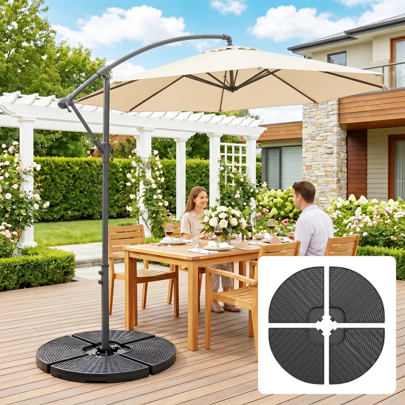 Outsunny Base Para Sombrilla De 4 Piezas Rellenable Con Arena 68 Kg O Agua 52 L