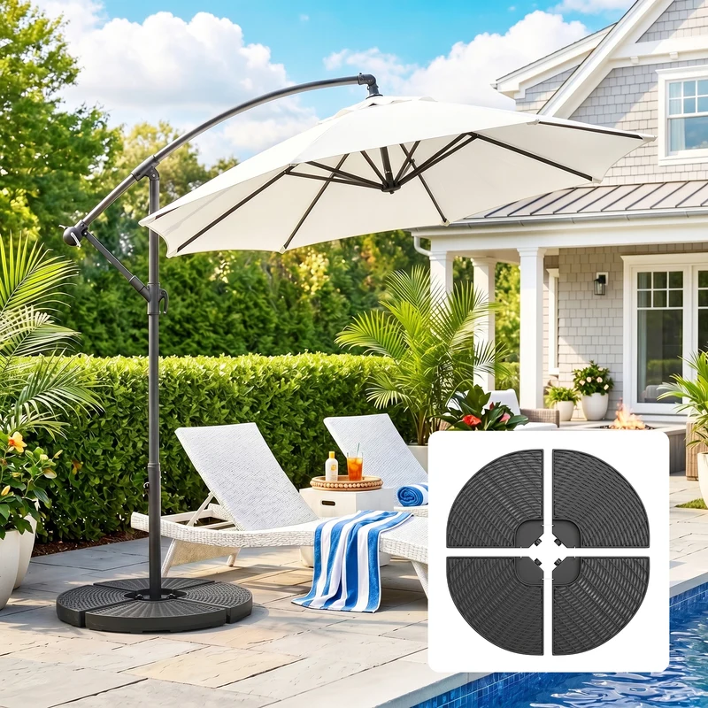 Outsunny Base Para Sombrilla De 4 Piezas Rellenable Con Arena 68 Kg O Agua 52 L