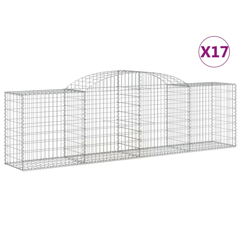 Cestas De Gaviones 17 Uds Forma De Arco Hierro 300x50x80/100 Cm