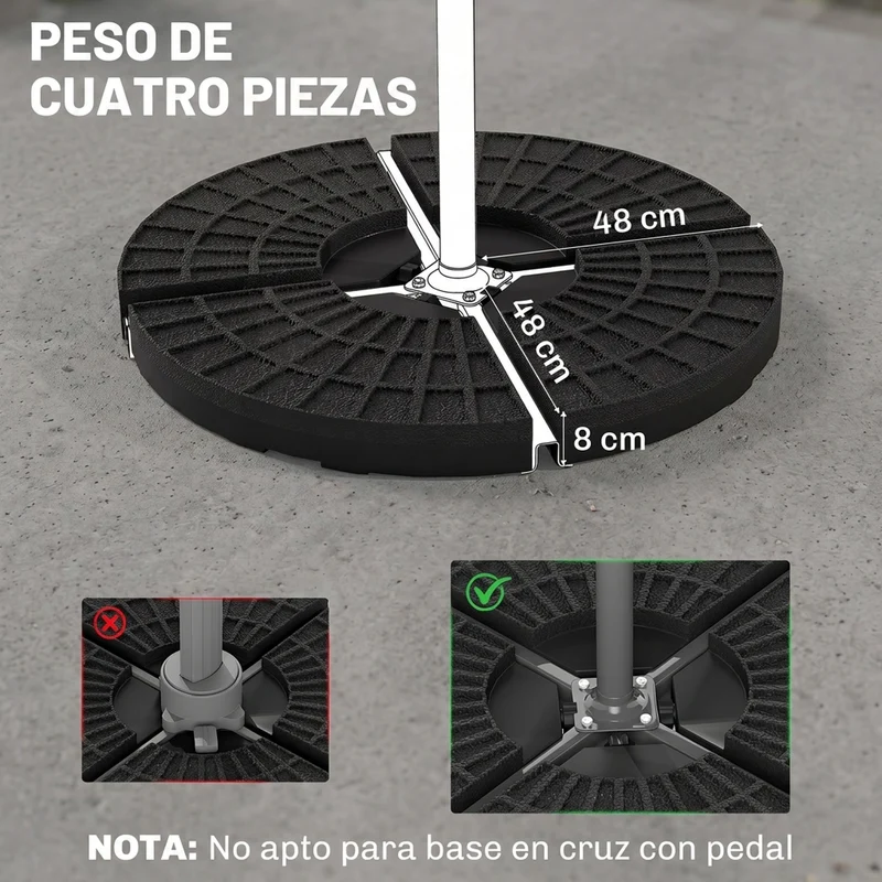 Outsunny Peso Para Base De Sombrilla De 4 Piezas Para Base Cruzada Negro