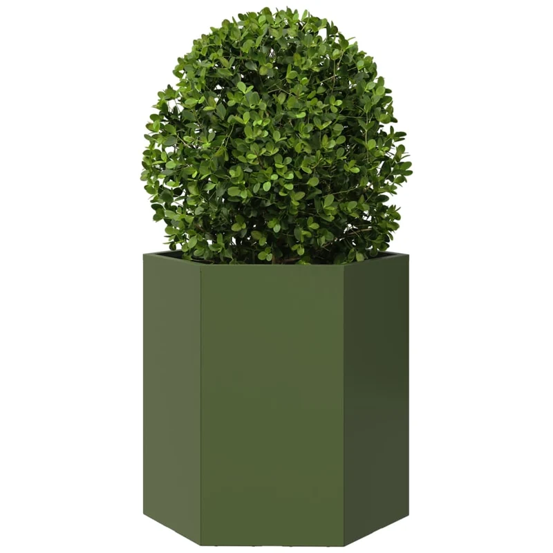 Jardineras Hexagonales 2 Uds Acero Verde Oliva 46x40x45 Cm