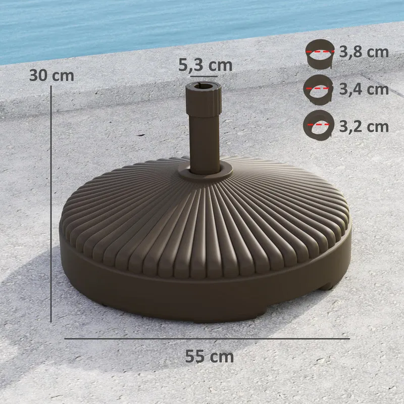 Outsunny Base Para Sombrilla Redonda Rellenable Con Agua 23l O Arena 28kg Marrón