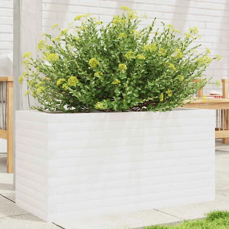 Jardinera Madera Maciza De Pino Blanco 90x40x45,5 Cm