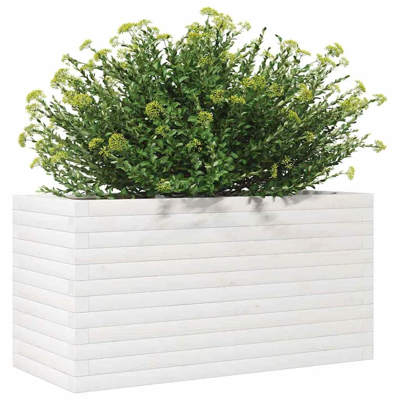 Jardinera Madera Maciza De Pino Blanco 90x40x45,5 Cm