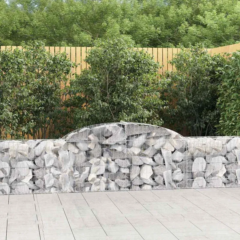 Cestas De Gaviones 5 Uds Forma De Arco Hierro 300x30x60/80 Cm