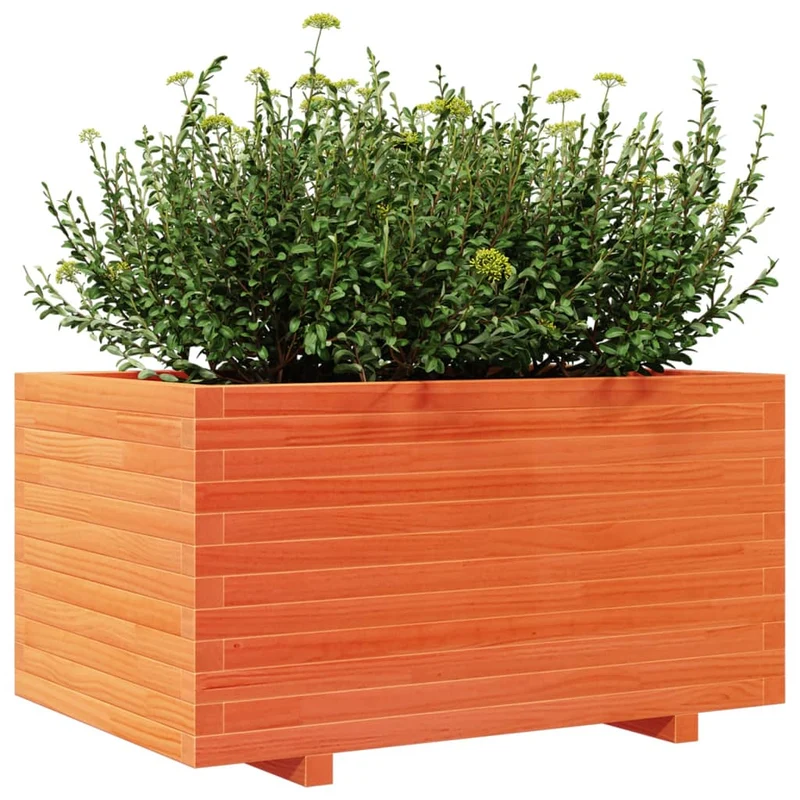 Jardinera Madera Maciza De Pino Marrón Cera 90x60x49,5 Cm