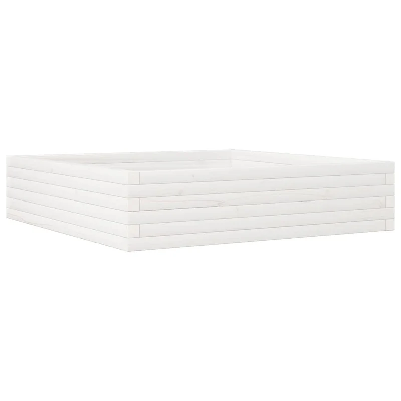 Jardinera Madera Maciza De Pino Blanco 100x100x23 Cm