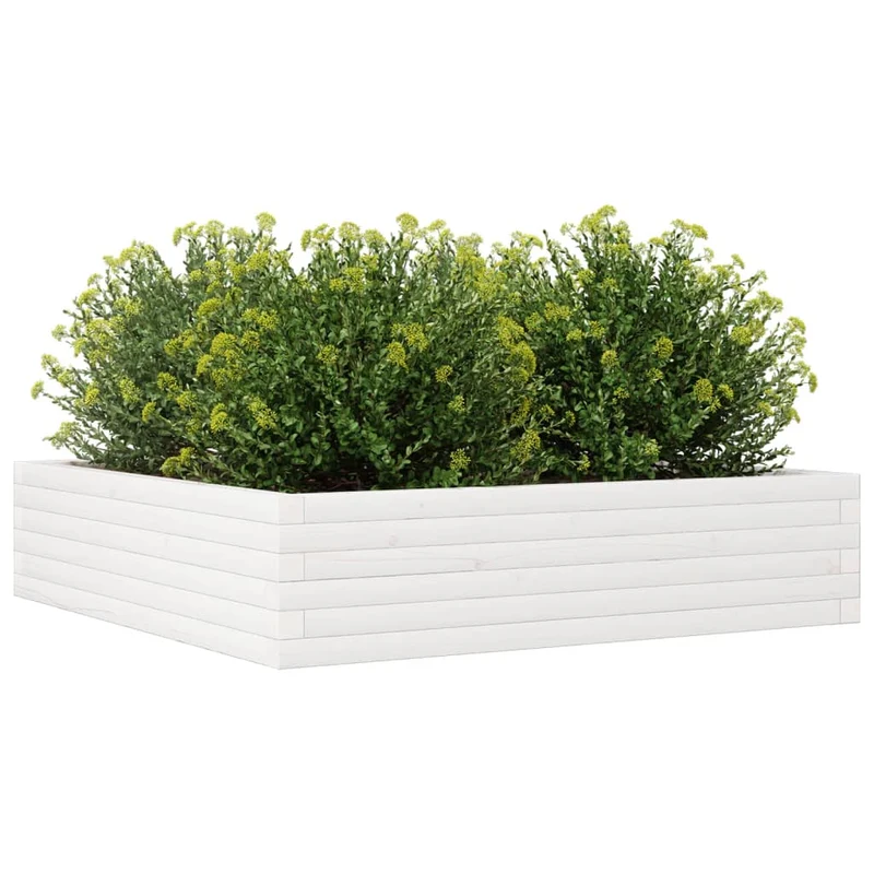 Jardinera Madera Maciza De Pino Blanco 100x100x23 Cm