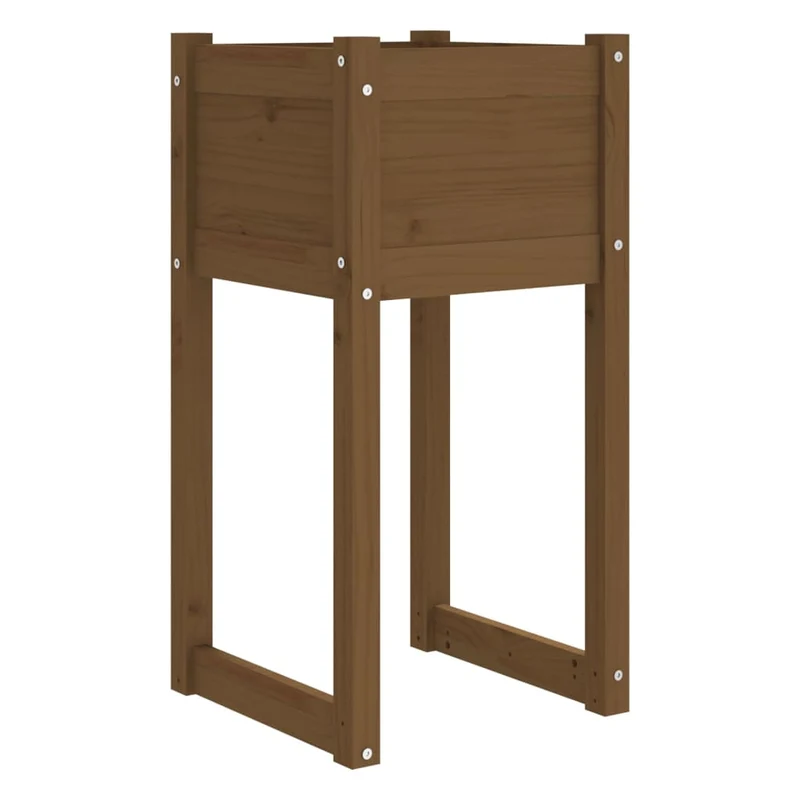 Jardinera Madera Maciza De Pino Marrón Miel 40x40x81 Cm