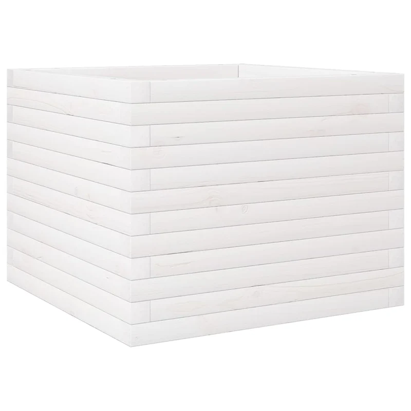 Jardinera De Madera Maciza De Pino Blanca 60x60x46 Cm
