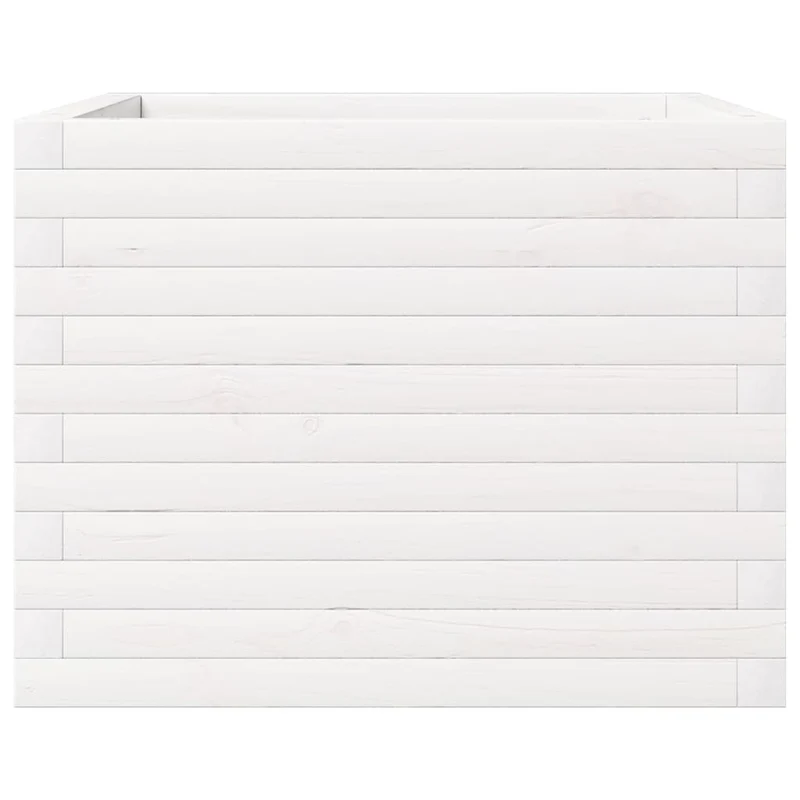 Jardinera De Madera Maciza De Pino Blanca 60x60x46 Cm