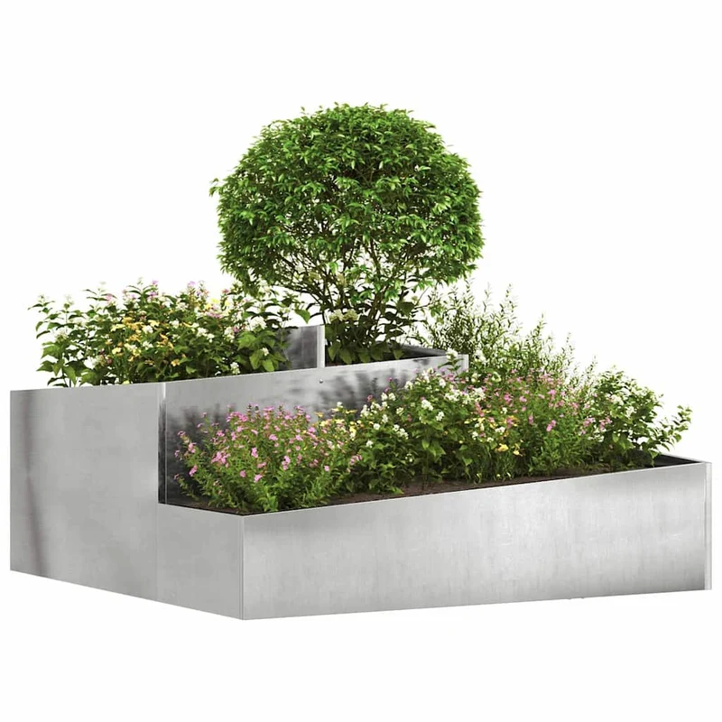 Macetero De Jardín Plateado 100 X 100 X 50 Cm Acero Inoxidable