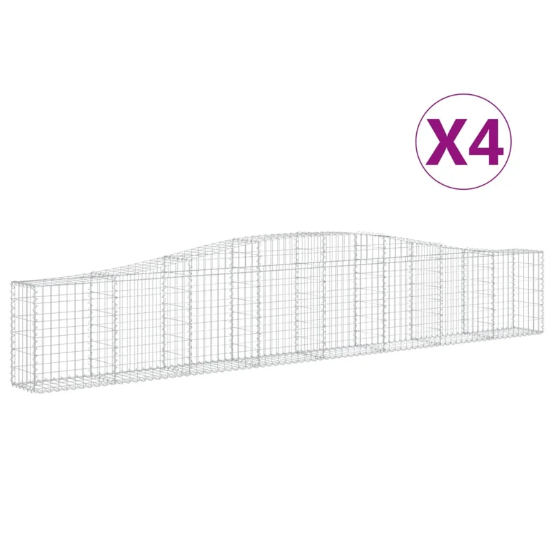 Cestas De Gaviones 4 Uds Forma De Arco Hierro 400x30x60/80 Cm
