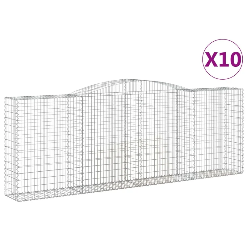 Cestas Gaviones 10 Uds Forma De Arco Hierro 400x50x140/160 Cm