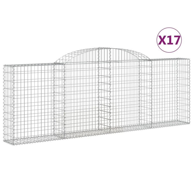 Cestas De Gaviones 17 Uds Forma Arco Hierro 300x30x100/120 Cm