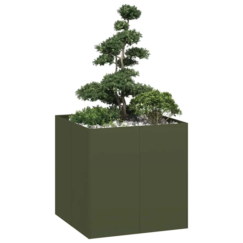 Jardinera Acero Verde Oliva 80x80x80 Cm