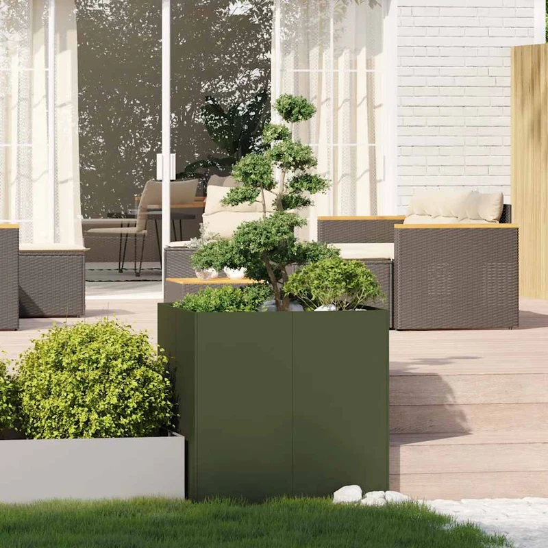 Jardinera Acero Verde Oliva 80x80x80 Cm