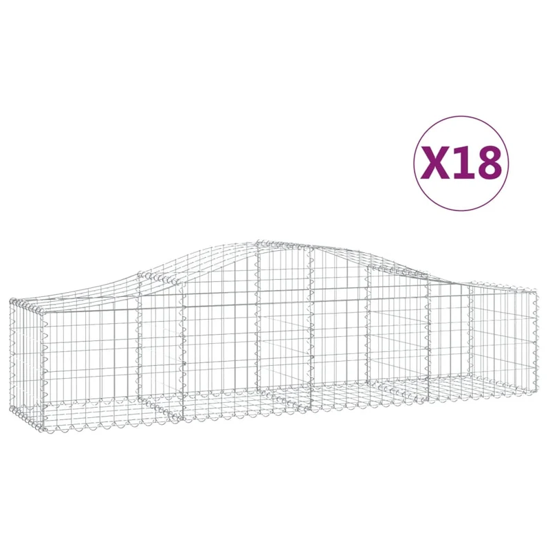 Cestas De Gaviones 18 Uds Forma De Arco Hierro 200x50x40/60 Cm