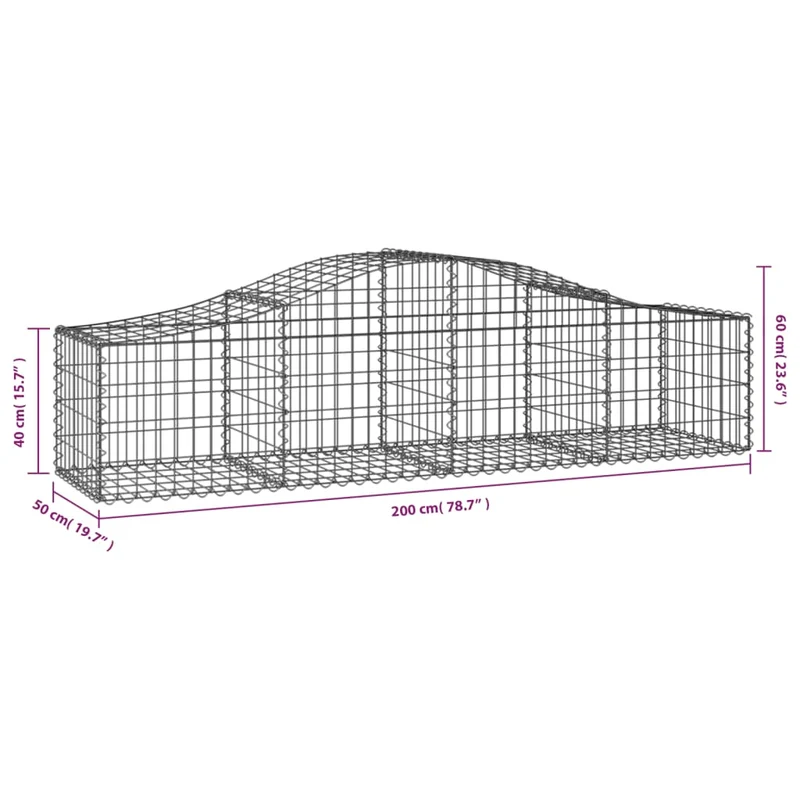 Cestas De Gaviones 18 Uds Forma De Arco Hierro 200x50x40/60 Cm