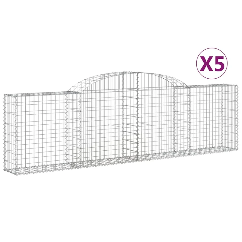 Cestas De Gaviones 5 Uds Forma De Arco Hierro 300x30x80/100 Cm