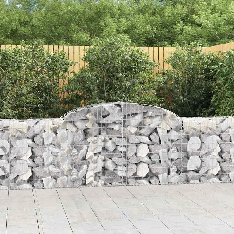 Cestas De Gaviones 5 Uds Forma De Arco Hierro 300x30x80/100 Cm