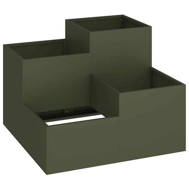 Maceta Para Jardín Verde Oliva 80 X 80 X 60 Cm Acero