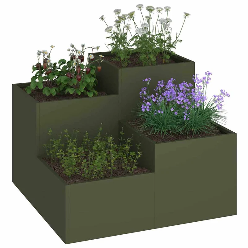 Maceta Para Jardín Verde Oliva 80 X 80 X 60 Cm Acero