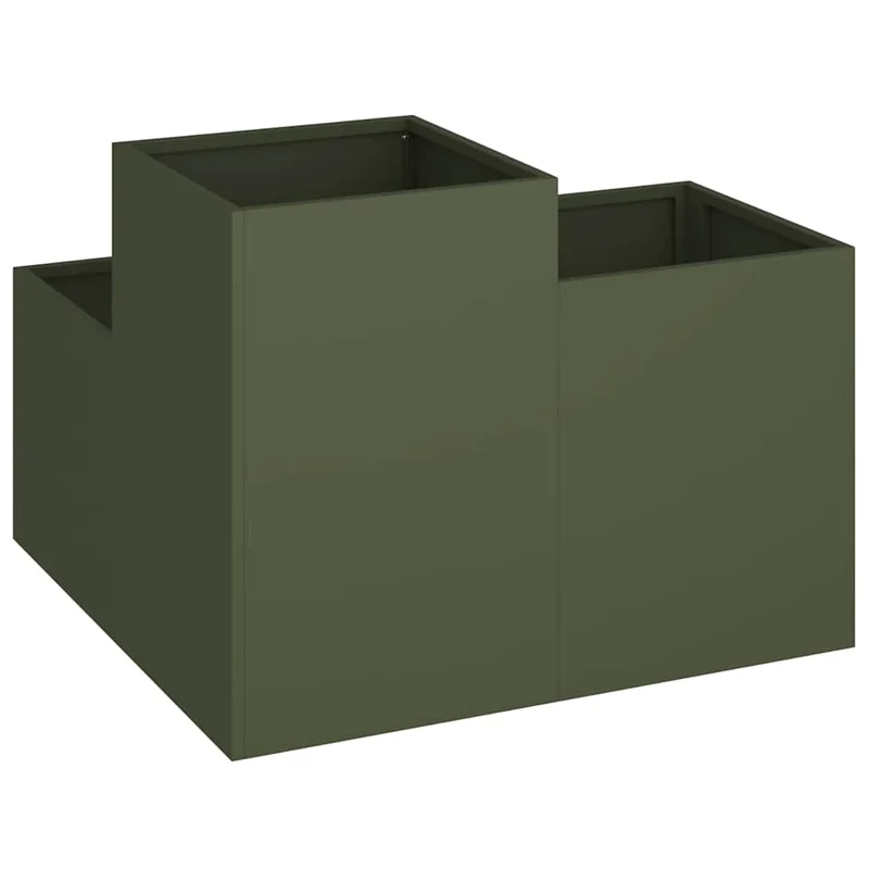 Maceta Para Jardín Verde Oliva 80 X 80 X 60 Cm Acero