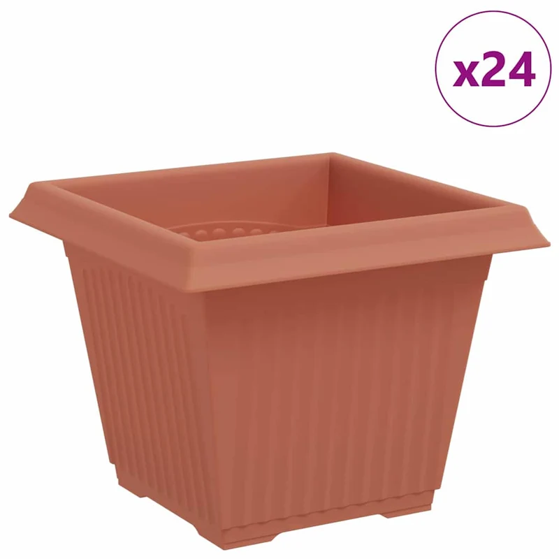 Maceta Cuadrada Para Flores 24 Uds. Rojo Ladrillo Plástico